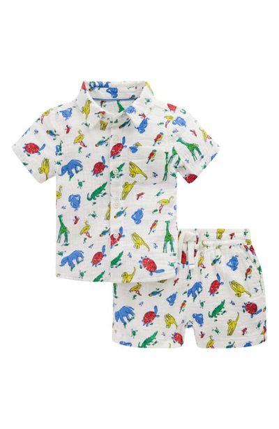 Mini Boden Mini Boden Cotton Gauze Short Sleeve Button-Up & Shorts Set