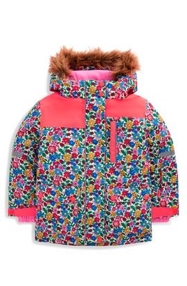 Mini Boden Mini Boden Kids' All-Weather Waterproof Faux Fur Trim Coat