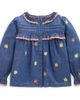 Mini Boden Mini Boden Kids' Embroidered Chambray Frill Shirt - 1