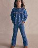 Mini Boden Mini Boden Kids' Embroidered Chambray Frill Shirt - 2