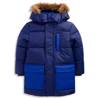 Mini Boden Mini Boden Kids' Fleece Lined Padded Faux Fur Trim Parka