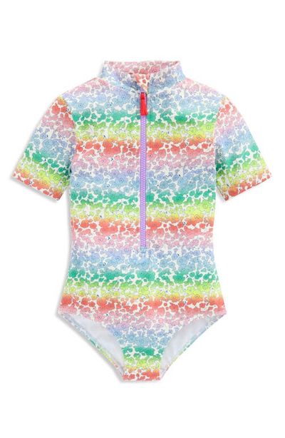 Mini Boden Mini Boden Kids' Front Zip Short Sleeve Swimsuit