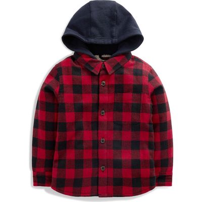 Mini Boden Mini Boden Kids' Hooded Buffalo Check Shirt