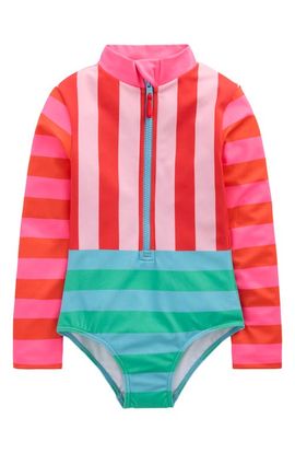 Mini Boden Mini Boden Kids' Long Sleeve Zip-Up One-Piece Rashguard Swimsuit