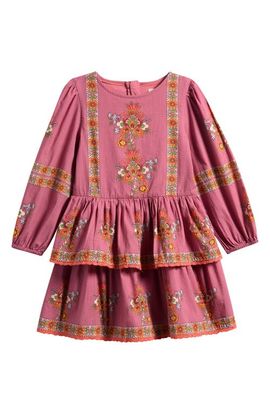 Mini Boden Mini Boden Kids' Placed Floral Long Sleeve Cotton Dress