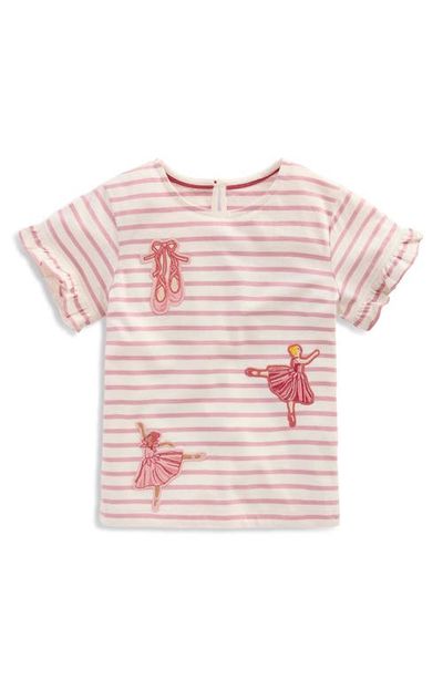 Mini Boden Mini Boden Kids' Pretty Frill Appliqué Stripe Ruffle T-Shirt