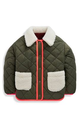 Mini Boden Mini Boden Kids' Reversible Quilted Faux Shearling Jacket