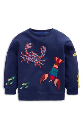 Mini Boden Mini Boden Kids' Sea Embroidered Sweatshirt