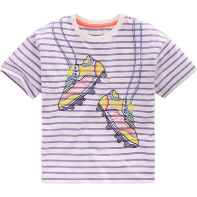 Mini Boden Mini Boden Kids' Stripe Appliqué Relaxed Cotton T-Shirt
