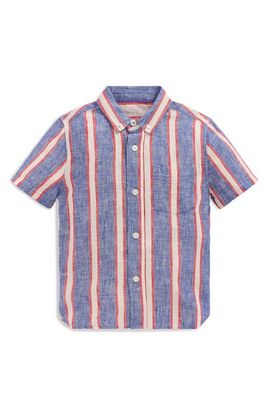 Mini Boden Mini Boden Kids' Stripe Linen & Cotton Button-Down Shirt