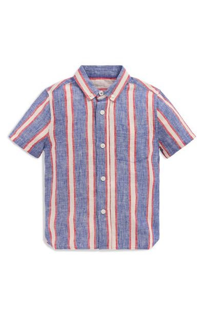 Mini Boden Mini Boden Kids' Stripe Linen & Cotton Button-Down Shirt