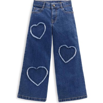 Mini Boden Mini Boden Kids' Wide Leg Heart Patch Jeans