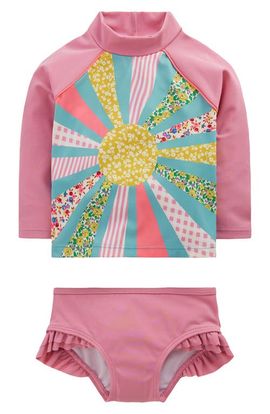 Mini Boden Mini Boden Long Sleeve Two-Piece Rashguard Swimsuit