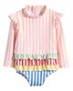 Mini Boden Mini Boden Stripe Long Sleeve One-Piece Swimsuit - 1