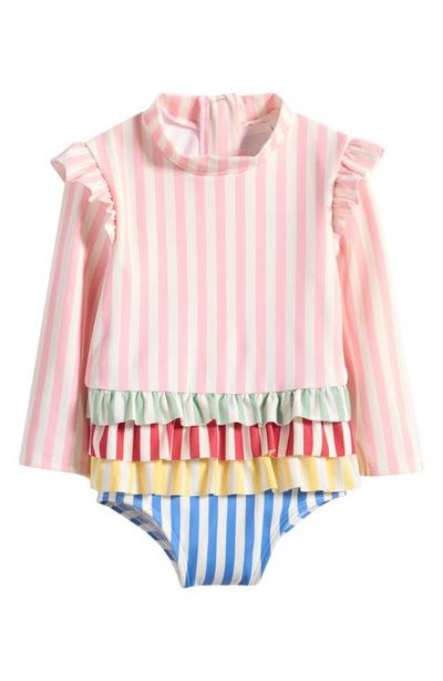 Mini Boden Mini Boden Stripe Long Sleeve One-Piece Swimsuit