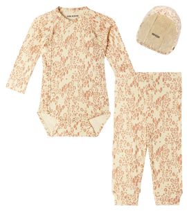 Mini Rodini Mini Rodini Baby bodysuit, leggings, and beanie set