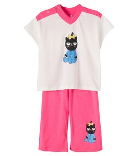 Mini Rodini Mini Rodini Baby Cat printed cotton top and pants set