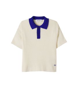 Mini Rodini Mini Rodini Cable-knit cotton polo shirt