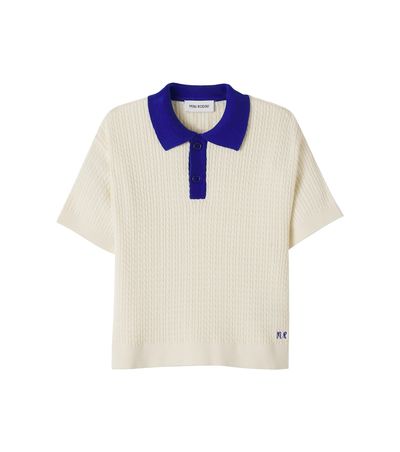 Mini Rodini Mini Rodini Cable-knit cotton polo shirt