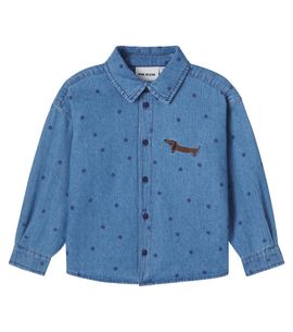 Mini Rodini Mini Rodini Embroidered polka-dot denim shirt