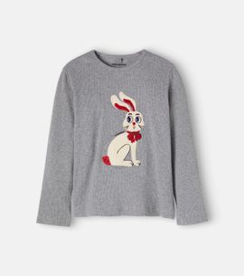 Mini Rodini Mini Rodini Embroidered ribbed-knit cotton-blend T-shirt