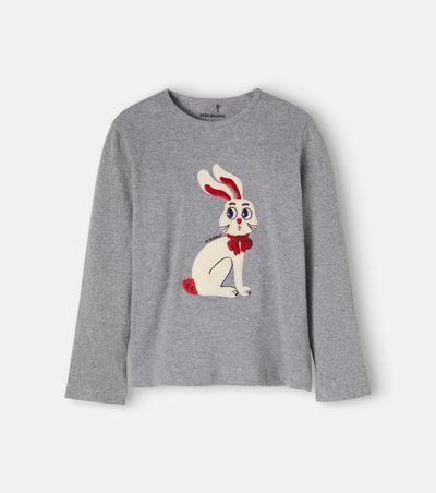 Mini Rodini Mini Rodini Embroidered ribbed-knit cotton-blend T-shirt