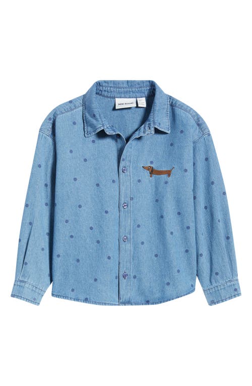 Mini Rodini Mini Rodini Kids' Dot Print Denim Button-Up Shirt