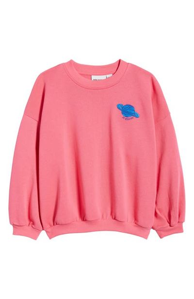 Mini Rodini Mini Rodini Kids' Planet Emblem Organic Cotton Crewneck Sweatshirt