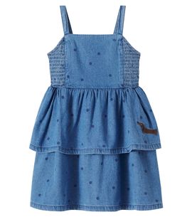 Mini Rodini Mini Rodini Polka-dot embroidered denim dress