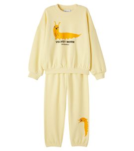 Mini Rodini Mini Rodini Printed cotton sweatshirt and sweatpants set