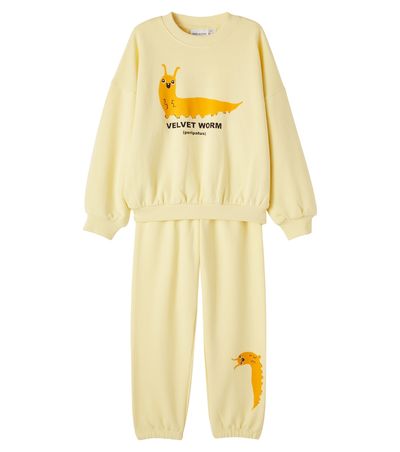 Mini Rodini Mini Rodini Printed cotton sweatshirt and sweatpants set