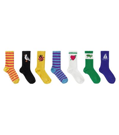 Mini Rodini Mini Rodini Seagull set of 7 pairs of cotton-blend socks