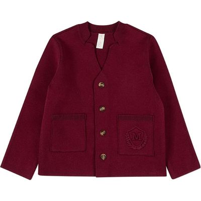 MiniMoi MiniMoi 2-Pocket Button-Down Cardigan With Raised Crest
