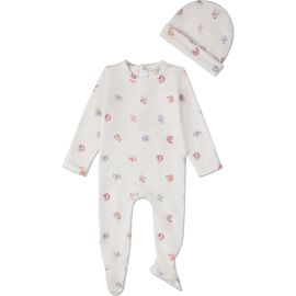 MiniMoi MiniMoi 2 Piece Baby Girls Floral Print Cotton Rich Footie Set