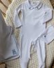 MiniMoi MiniMoi 3 Piece Baby Girls Cotton Footie Set with Peter Pan Collar and Embroidered Hearts - 2