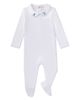 MiniMoi MiniMoi 3 Piece Baby Girls Cotton Footie Set with Peter Pan Collar and Embroidered Hearts - 3