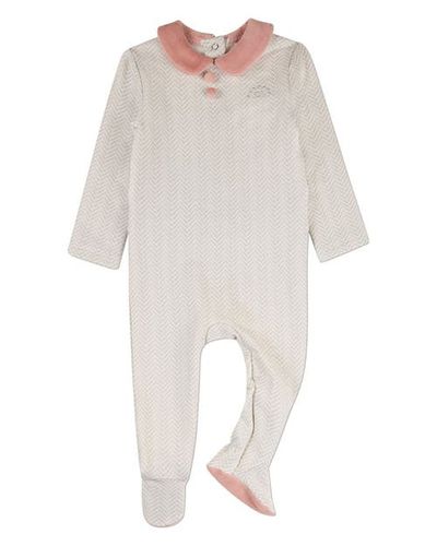 MiniMoi MiniMoi Baby Chevron Footie with Plush Velour Trim