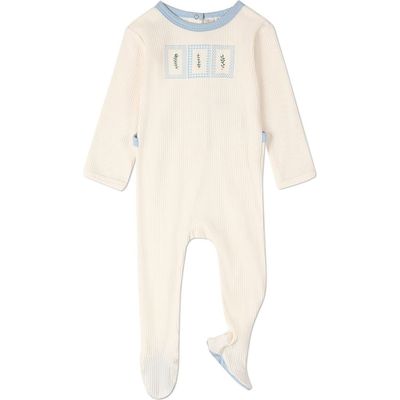 MiniMoi MiniMoi Baby Framed Foliage Embroidered Footie