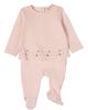 MiniMoi MiniMoi Baby Girls Flouncy Floral Overlay Embroidered Cotton Rich Footie - 1
