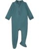 MiniMoi MiniMoi Baby Half Zip Stretch Cotton Blend Footie - 1