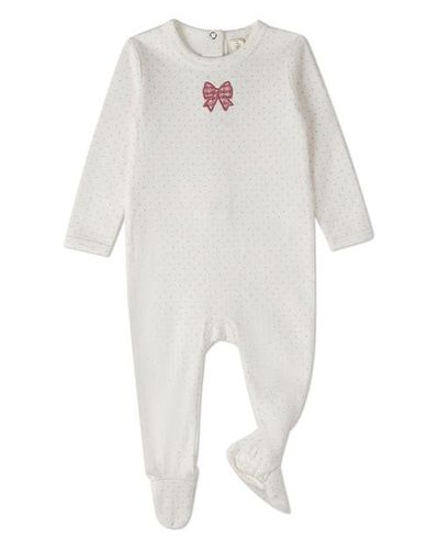 MiniMoi MiniMoi Baby Put A Bow On It Polka-Dot Footie