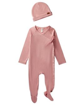 MiniMoi MiniMoi Crossover V-Neck Modal-Blend Footie and Beanie