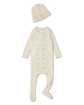 MiniMoi MiniMoi Double-Breasted Sweater Rib Footie Set