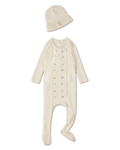 MiniMoi MiniMoi Double-Breasted Sweater Rib Footie Set