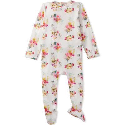 MiniMoi MiniMoi Floral-Print Pointelle Footie
