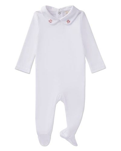 MiniMoi MiniMoi Heart-Embroidered Peter Pan Collar Footie
