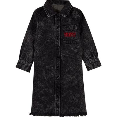 MiniMoi MiniMoi Kids Denim Shirt-Collared Button-Down Knee-Length Dress