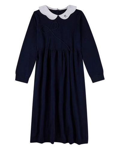 MiniMoi MiniMoi Maxi Dress with Scalloped Pop Collar and Bow Accents