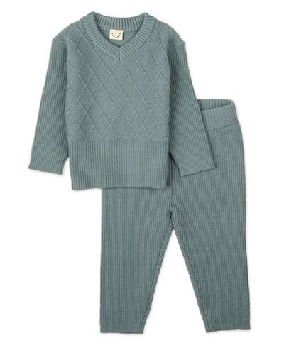 MiniMoi MiniMoi Mixed Knit Pullover Sweater Set