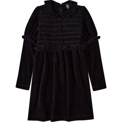 MiniMoi MiniMoi Velour Smocked Below-Knee Long Midi Dress